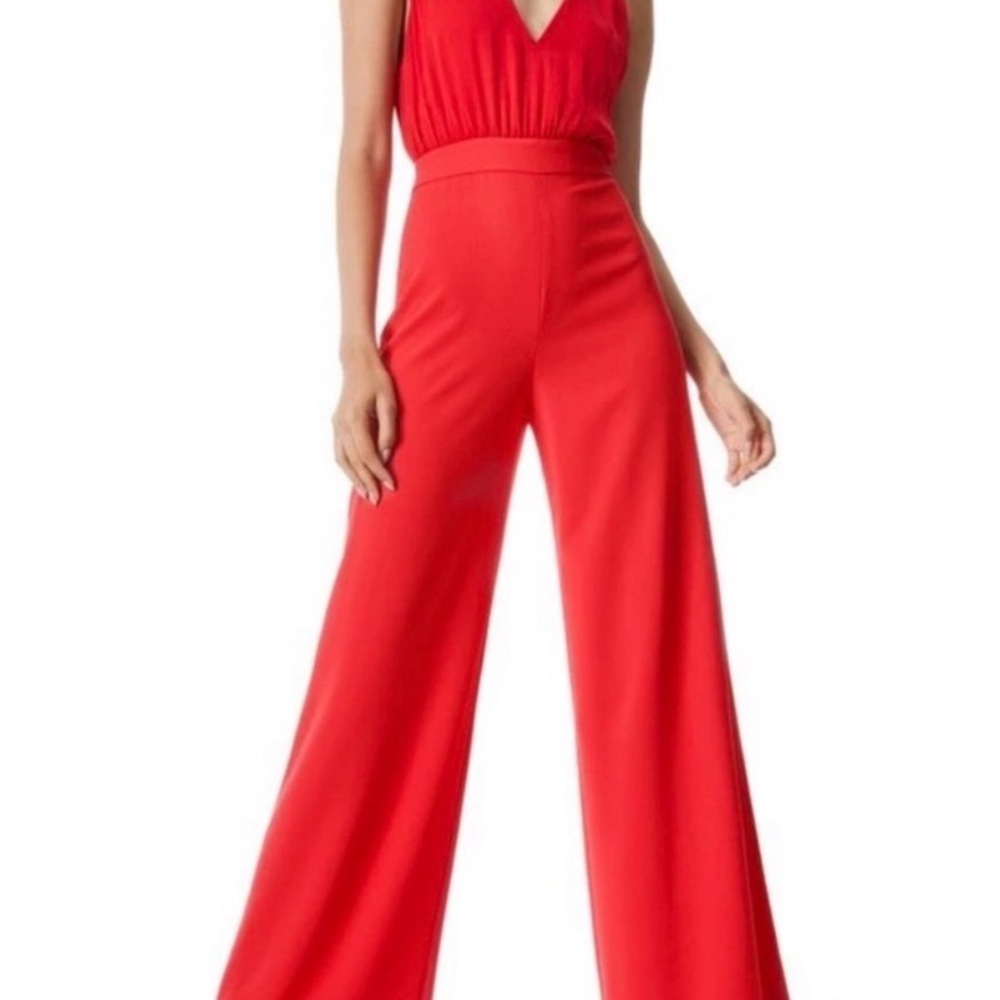 Alice + Olivia Vibrant Red Gale Jumpsuit